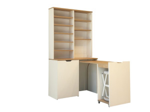 Display und Holzhocker Set "Flexa" - 100 x 45 x 190 cm - Creme
