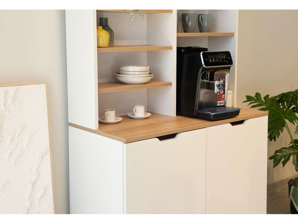 Display und Holzhocker Set "Flexa" - 100 x 45 x 190 cm - Creme