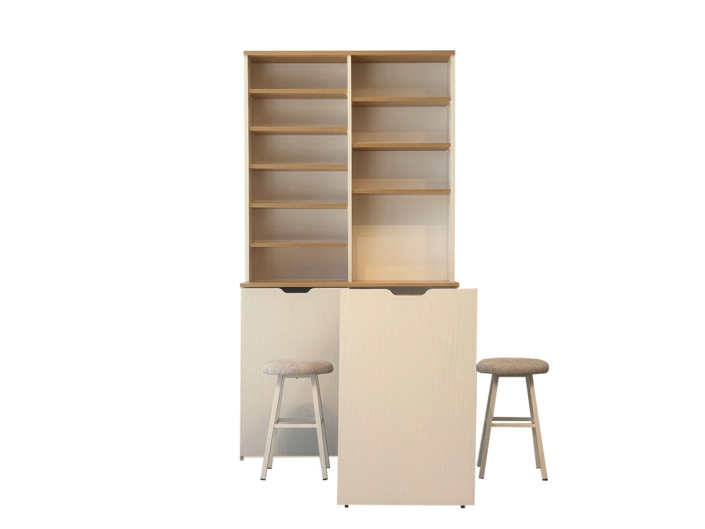 Display und Holzhocker Set "Flexa" - 100 x 45 x 190 cm - Creme