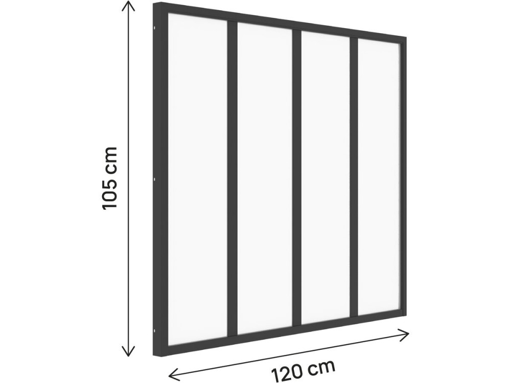 Aluminium-Atelier-Dach „Panorama“ – 120 x 105 cm – Schwarz