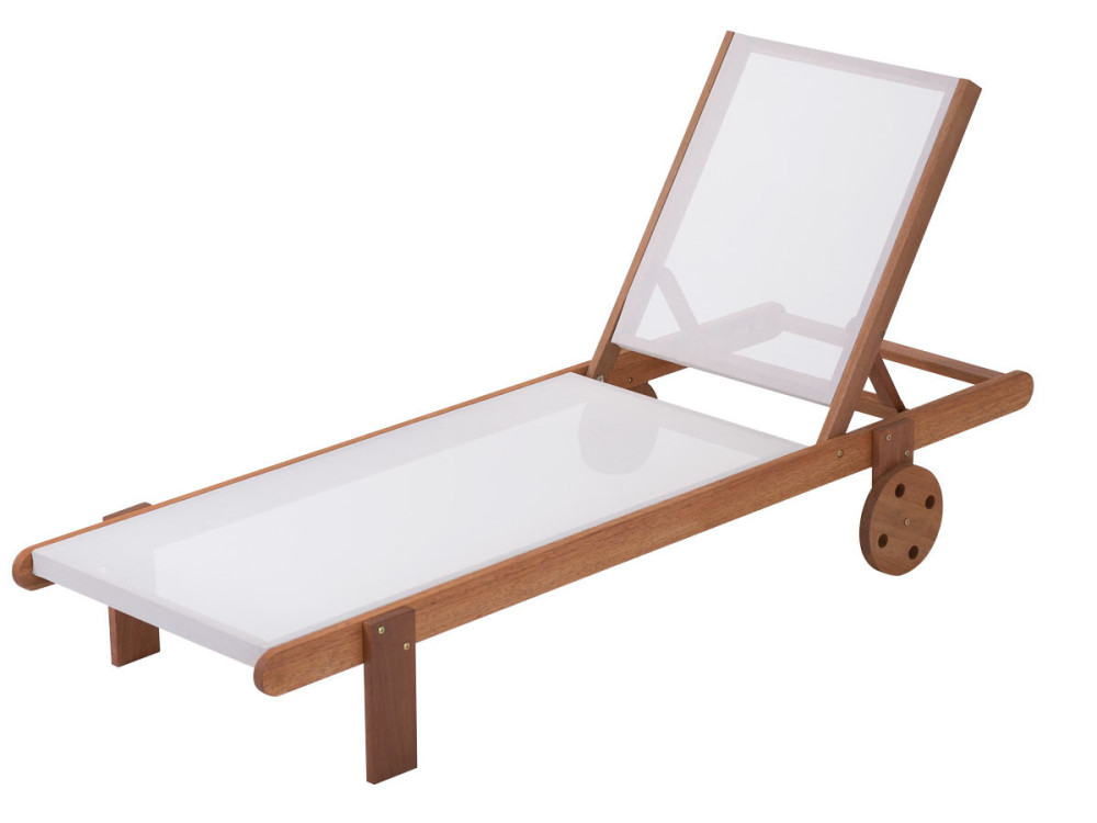 Sonnenliege aus Tropenholz 2er-Set "Saigon" - Maple - Ecru