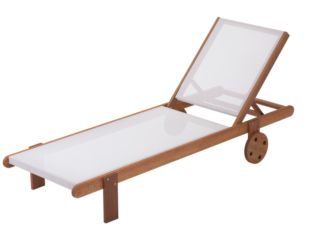 Sonnenliege aus Tropenholz 2er-Set "Saigon" - Maple - Ecru