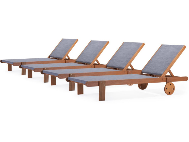 Sonnenliege aus Tropenholz "Saigon" - Maple - Grau - 4er-Set