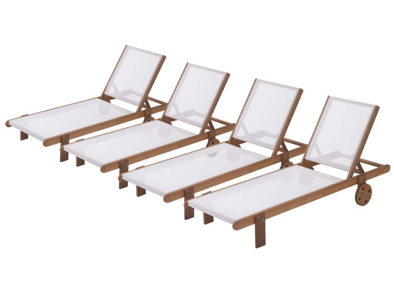 Sonnenliege aus Tropenholz "Saigon" - Maple - Ecru - 4er-Set