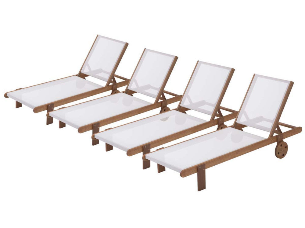 Sonnenliege aus Tropenholz "Saigon" - Maple - Ecru - 4er-Set