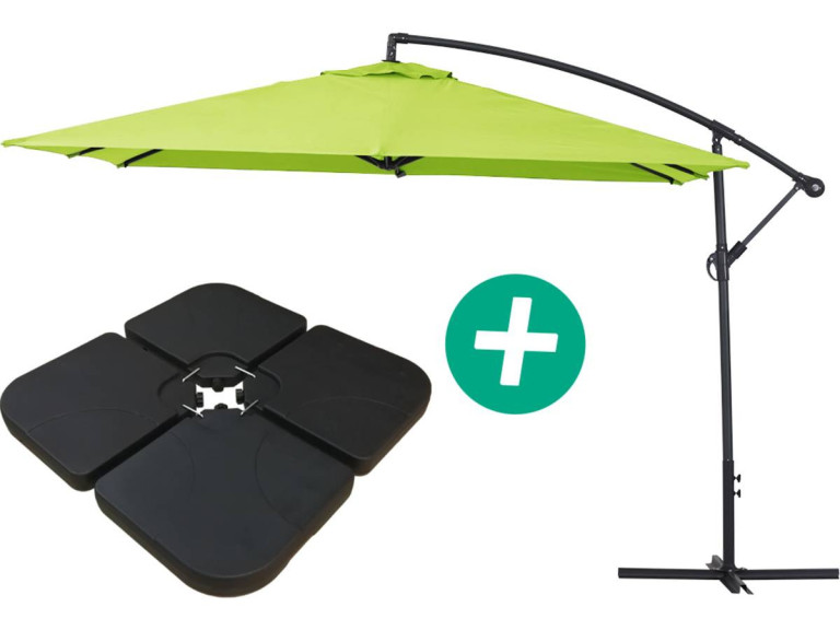 Ampelschirm aus Alu "Ilios 3" - Viereckig - 3 x 3 m - Grün - Platten inbegriffen