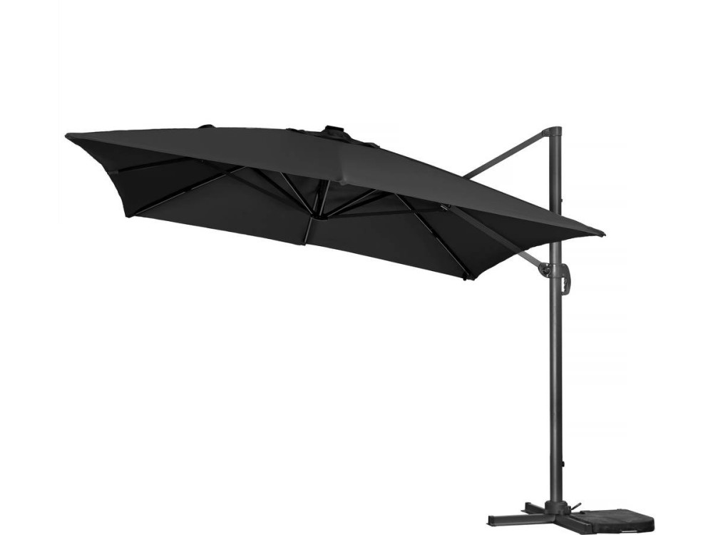Ampelschirm aus Alu mit LED "Sun 3 Luxe", 3 x 3 m - Schwarz