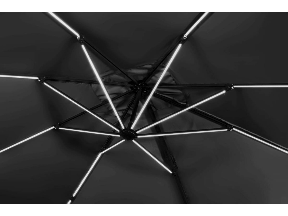 Ampelschirm aus Alu mit LED "Sun 3 Luxe", 3 x 3 m - Schwarz