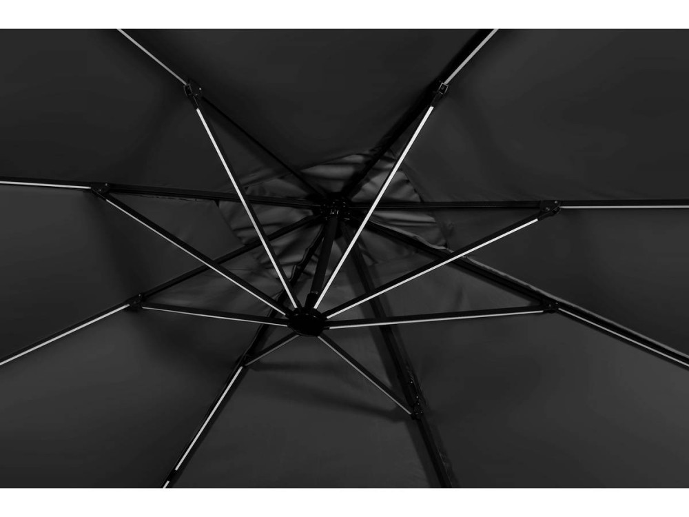 Ampelschirm aus Alu mit LED "Sun 3 Luxe", 3 x 3 m - Schwarz