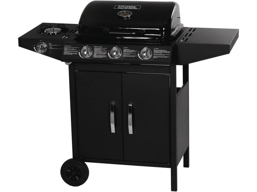 Gasgrill "Festa 4" - 4 Brenner davon 1 Seitenbrenner - 10,5 kW - Schwarz