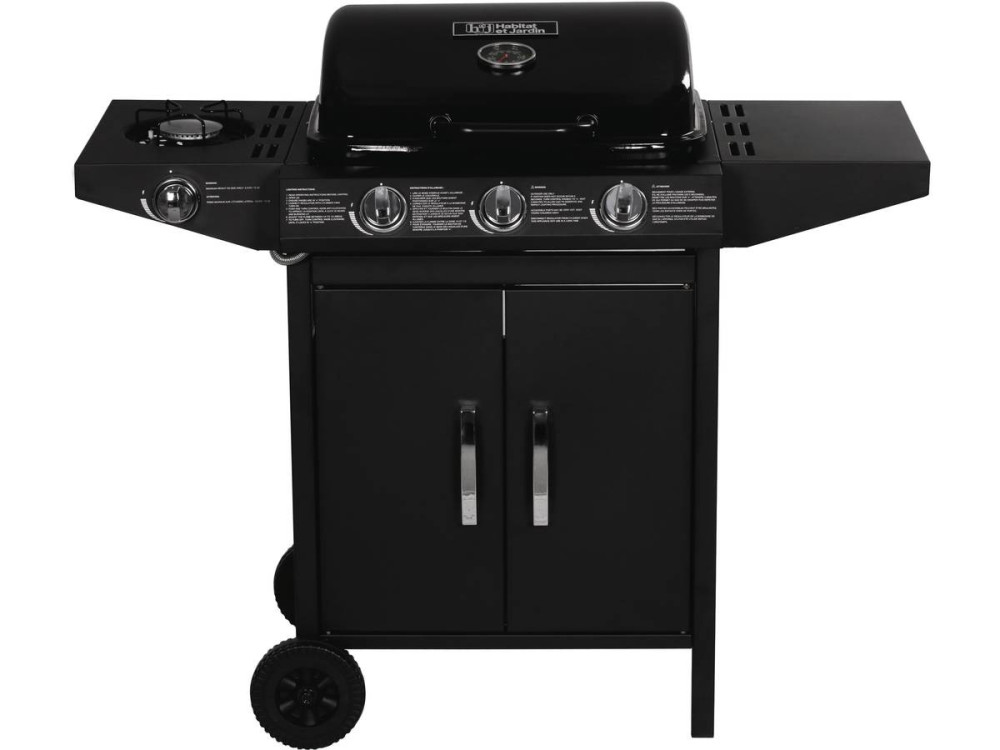 Gasgrill "Festa 4" - 4 Brenner davon 1 Seitenbrenner - 10,5 kW - Schwarz