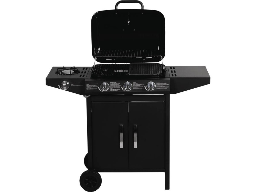 Gasgrill "Festa 4" - 4 Brenner davon 1 Seitenbrenner - 10,5 kW - Schwarz