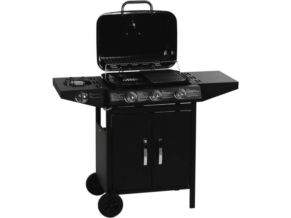 Gasgrill "Festa 4" - 4 Brenner davon 1 Seitenbrenner - 10,5 kW - Schwarz