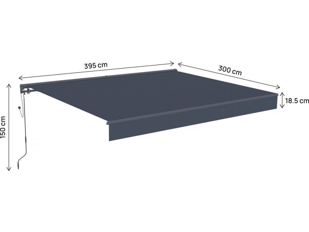 Vorzelt motorisierte einziehbare Markise aus Aluminium 4 x 3 m "Ombra 4" - Anthrazitgrau