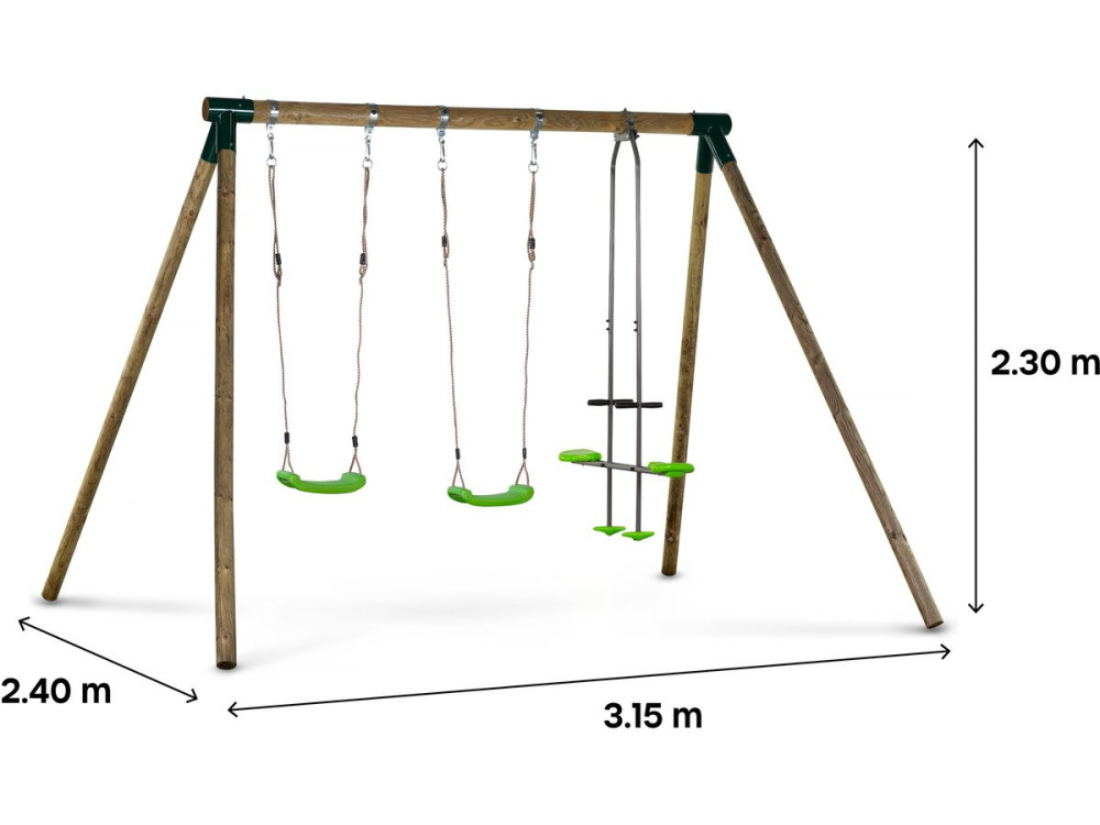Holzschaukel "Lana" - mit 2 Schaukeln und 1 Wippe für zwei.