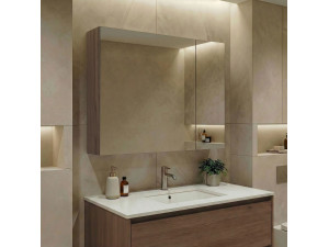 Badezimmerschrank mit Spiegel „Side 80“ – 79 x 16 x 66 cm – Dark Walnut 2
