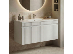 Waschtischunterschrank „Tivoli 100“ – 100 x 45 x 57 cm – Mattweiß 2