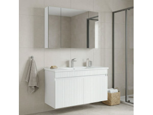 Waschtisch-Set mit Spiegel (2-teilig) „Tivoli 100“ – 100 x 45 x 66 cm – Mattweiß 2