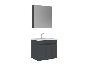 Waschtisch-Set mit Spiegel (2-teilig) „Tivoli 65“ – 65 x 45 x 57 cm – Anthrazit matt