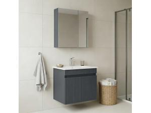 Waschtisch-Set mit Spiegel (2-teilig) „Tivoli 65“ – 65 x 45 x 57 cm – Anthrazit matt 2