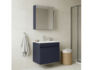 Waschtisch-Set mit Spiegel (2-teilig) „Tivoli 65“ – 65 x 45 x 57 cm – Mattes Marineblau 2