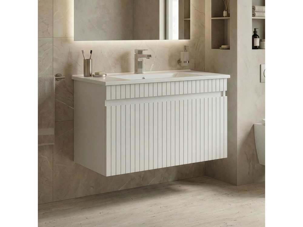 Waschtischunterschrank „Tivoli 85“ – 85 x 45 x 57 cm – Mattweiß