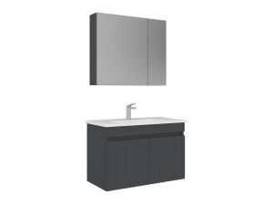 Waschtisch-Set mit Spiegel (2-teilig) „Tivoli 85“ – 85 x 45 x 57 cm – Anthrazit matt
