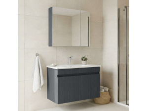 Waschtisch-Set mit Spiegel (2-teilig) „Tivoli 85“ – 85 x 45 x 57 cm – Anthrazit matt 2