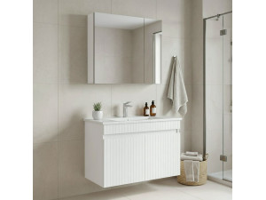 Waschtisch-Set mit Spiegel (2-teilig) „Tivoli 85“ – 85 x 45 x 57 cm – Mattweiß 2