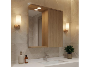 Badezimmerschrank mit Spiegel „Purus 65“ – 63 x 18 x 68 cm – Sonomo Oak 2
