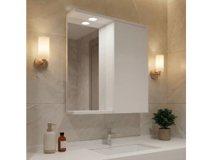 Badezimmerschrank mit Spiegel „Purus 65“ – 63 x 18 x 68 cm – Weiß 2