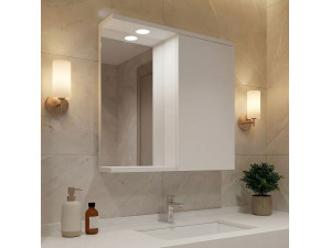 Badezimmerschrank mit Spiegel „Purus 80“ – 75 x 18 x 68 cm – Weiß 2