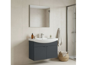 Waschtisch-Set mit Spiegel (2-teilig) „Purus 80“ – 80 x 50 x 58 cm – Anthrazit matt 2