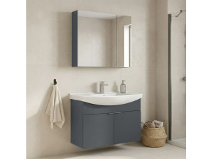 Waschtisch-Set mit Spiegel (2-teilig) „Purus 80“ – 80 x 50 x 58 cm – Anthrazit matt 2