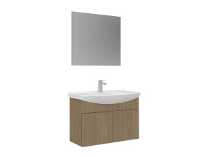 Waschtisch-Set mit Spiegel (2-teilig) „Purus 80“ – 80 x 50 x 58 cm – Eiche