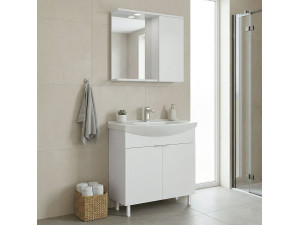 Waschtisch-Set mit Spiegel (2-teilig) „Purus 80“ – 80 x 50 x 83 cm – Weiß 2