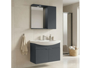 Waschtisch-Set mit Spiegel (2-teilig) „Purus 80“ – 80 x 50 x 58 cm – Anthrazit matt 2