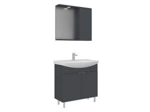 Waschtisch-Set mit Spiegel (2-teilig) „Purus 80“ – 80 x 50 x 83 cm – Anthrazit matt