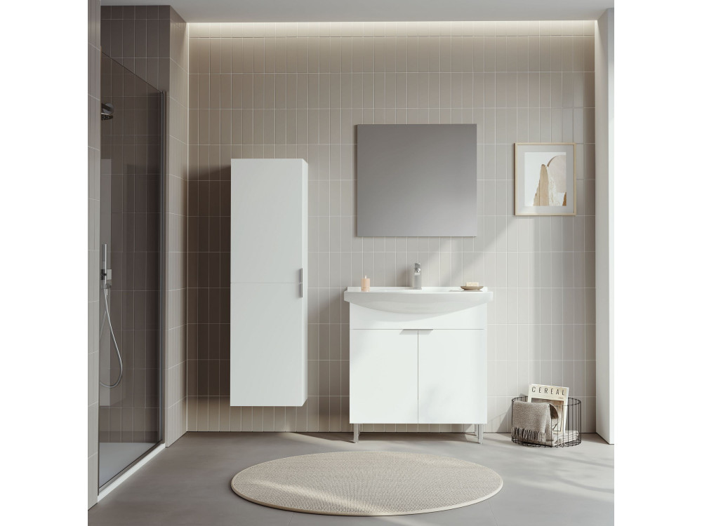 Waschtisch-Set mit Spiegel (2-teilig) „Purus 80“ – 80 x 50 x 83 cm – Weiß