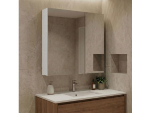 Badezimmerschrank mit Spiegel „Purus Desna 60“ – 60 x 16 x 66 cm – Weiß 2