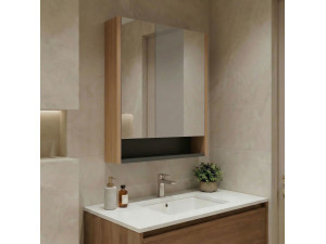 Badezimmerschrank mit Spiegel „Ricato 60“ – 60 x 16 x 78 cm – Walnuss 2