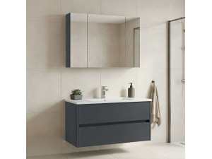 Waschtisch-Set mit Spiegel (2-teilig) „Side 100 v3“ – 100 x 16 x 52 cm – Anthrazit matt 2