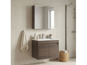 Waschtisch-Set mit Spiegel (2-teilig) „Side 65 v2“ – 65 x 45 x 52 cm – Walnuss 2