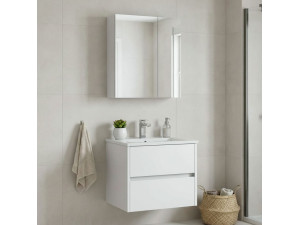 Waschtisch-Set mit Spiegel (2-teilig) „Side 65 v2“ – 65 x 45 x 52 cm – Mattweiß 2