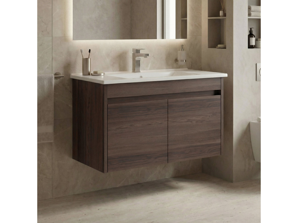Waschtischunterschrank „Side 85 v2“ – 85 x 45 x 52 cm – Dark Walnut