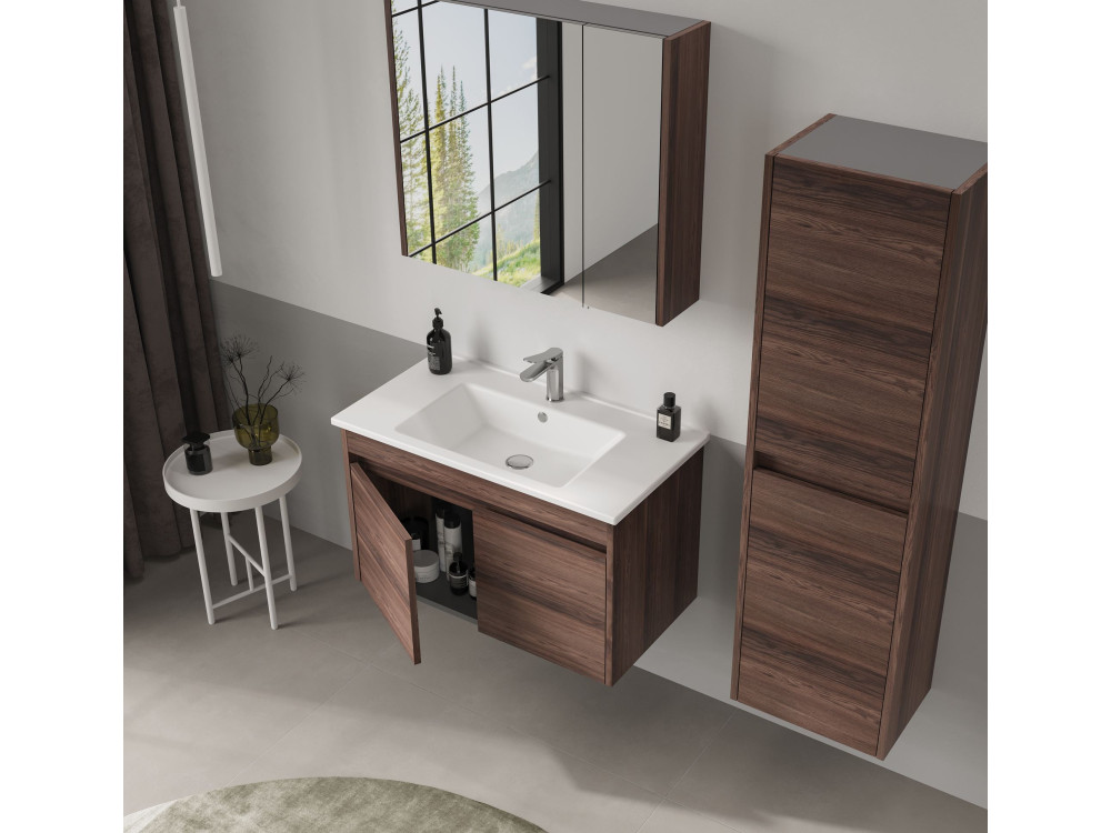 Waschtischunterschrank „Side 85 v2“ – 85 x 45 x 52 cm – Dark Walnut