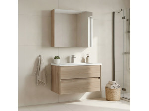 Waschtisch-Set mit Spiegel (2-teilig) „Side 85 v2“ – 85 x 45 x 52 cm – Eiche 2
