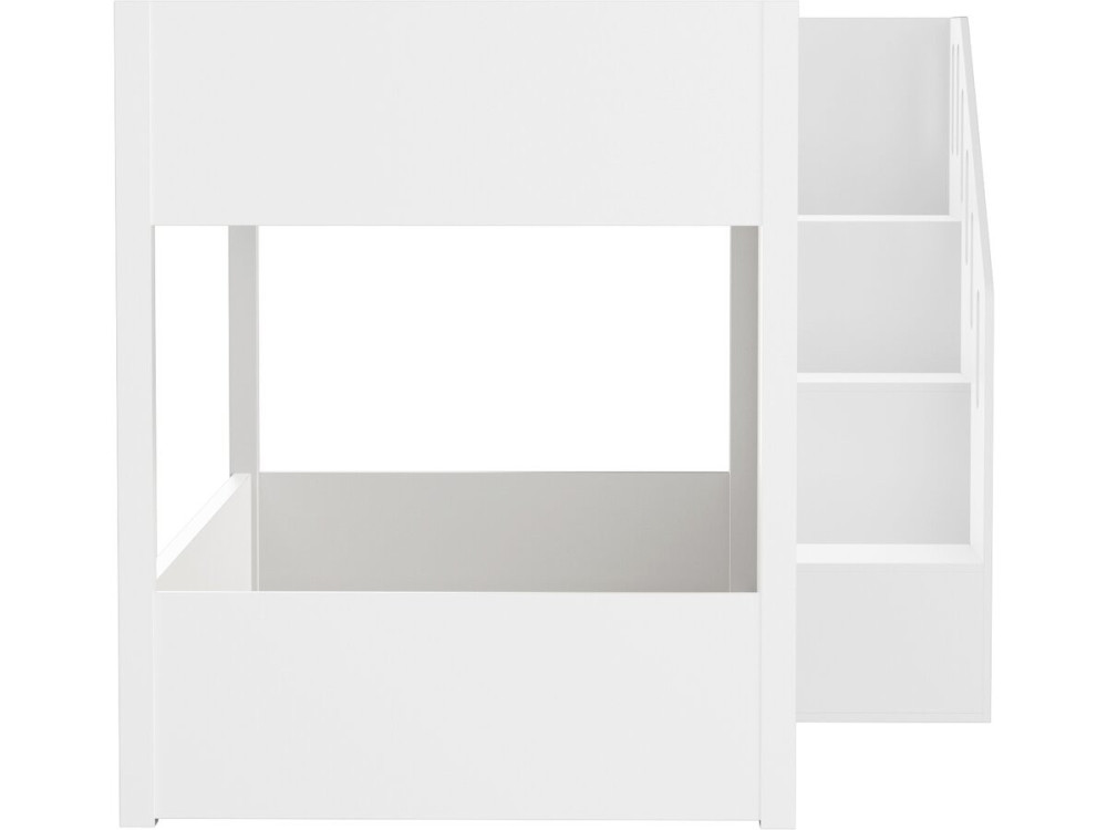Holz-Etagenbett mit Treppe und Stauraum „Léana“ – 90 x 190 cm – Weiß