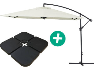 Ampelschirm aus Alu "Ilios 3" - Viereckig - 3 x 3 m - Ecru - Platten inbegriffen