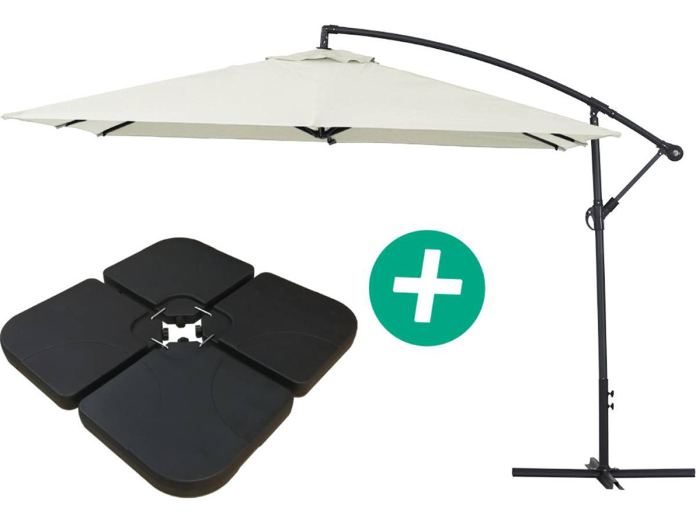 Ampelschirm aus Alu "Ilios 3" - Viereckig - 3 x 3 m - Ecru - Platten inbegriffen